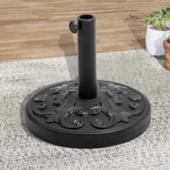 28.83lbs Patio Market Umbrella Circular Base Holder Filled With Concrete/Cement - Crestlive Products