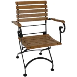 Sunnydaze Decor Sunnydaze Indoor/Outdoor Patio Or Dining Deluxe Chestnut Wooden Folding Bistro Arm Chair - Brown -Outdoor Garden Store GUEST 60426d66 b26a 4190 b209 e6f17f853c3c