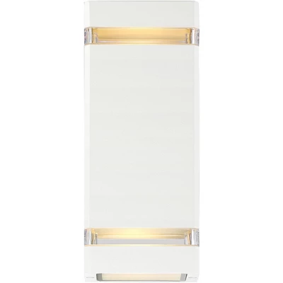 Possini Euro Design Modern Outdoor Wall Light Fixture White 2-Light Up Down 10 1/2" Clear Glass Inserts For Exterior Barn Deck House Porch Yard Patio 3 Possini Euro Design Modern Outdoor Wall Light Fixture White 2-Light Up Down 10 1/2" Clear Glass Inserts For Exterior Barn Deck House Porch Yard Patio - Image 3