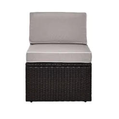 Palm Harbor Outdoor Wicker Center Chair - Gray - Crosley -Outdoor Garden Store GUEST 61d48675 66d2 4d5c b8aa db86aa4768b8