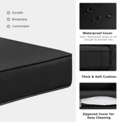 Costway Patio Rattan Rocker Chair Outdoor Glider Rocking Chair Cushion Lawn NavyBlackGrey -Outdoor Garden Store GUEST 61f05fff 6394 4d0e 8272 8ffafb7afdad