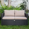 Barton 2 Person Madison Outdoor Patio Wicker Sofa Set Love Seat W/ Seat Cushion
