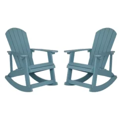 Merrick Lane Set Of 2 All-Weather Polyresin Adirondack Rocking Chair With Vertical Slats -Outdoor Garden Store GUEST 625551f5 a5a8 41c1 97ee e1d02aeedcc8