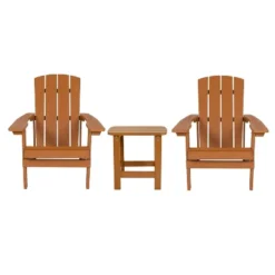 Emma And Oliver Three Piece Hammond Adirondack Style Conversation Set With Two Chairs And Matching Side Table For Indoor And Outdoor Use -Outdoor Garden Store GUEST 6264f409 e83b 47bd b3c8 84b7226cd36d
