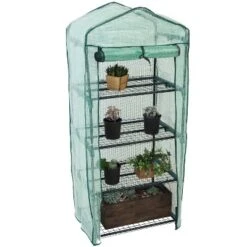 Sunnydaze Decor Sunnydaze Outdoor Portable Growing Rack 4-Tier Greenhouse With Roll-Up Door - 4 Shelves - Green -Outdoor Garden Store GUEST 62d1bb44 a62d 4a62 88aa 502991246839