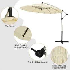 Costway 10ft Patio Offset Umbrella W/ Crank And Cross Base Aluminum -Outdoor Garden Store GUEST 645855d7 f098 4e03 8238 d9aa30e62a97