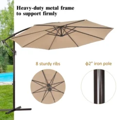 Costway 10FT Patio Offset Hanging Umbrella Easy Tilt Adjustment 8 Ribs Backyard BurgundyBeigeTanBlue 17 Costway 10FT Patio Offset Hanging Umbrella Easy Tilt Adjustment 8 Ribs Backyard BurgundyBeigeTanBlue -Outdoor Garden Store GUEST 64d29d55 2b6a 46c2 a62f 8e7f4f9b699c