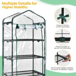 Costway White Mini Greenhouse W/ PVC Cover 4-Tier Portable Warm House 28'' X 19'' X 63'' -Outdoor Garden Store GUEST 64e38c71 fc95 4ea3 9b21 554b69eb9181