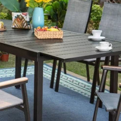 9pc Patio Set With Steel Expandable Table & Stackable Sling Chairs - Captiva Designs -Outdoor Garden Store GUEST 6588208f 89b6 47cc a1b2 2c5d17ac59e1