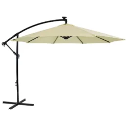 Sunnydaze Decor Sunnydaze Outdoor Steel Cantilever Offset Patio Umbrella With Solar LED Lights, Air Vent, Crank, And Base - 9' -Outdoor Garden Store GUEST 65dc11b6 8fe8 4f79 aa6d 519265f79752