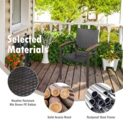 Costway Set Of 4 Outdoor Patio PE Rattan Dining Chairs Armrest Stackable Garden 14 Costway Set Of 4 Outdoor Patio PE Rattan Dining Chairs Armrest Stackable Garden -Outdoor Garden Store GUEST 663475b2 5a4a 45fa 914b 7ad051c76b0a