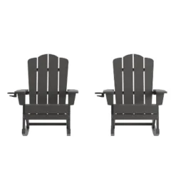 Flash Furniture Newport HDPE Adirondack Chair With Cup Holder And Pull Out Ottoman, All-Weather HDPE Indoor/Outdoor Chair -Outdoor Garden Store GUEST 6675ae28 c4b1 441b 859b 1ac644096e89