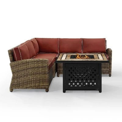 Bradenton 4pc Outdoor Wicker Sectional Set With Fire Table - Crosley 12 Bradenton 4pc Outdoor Wicker Sectional Set With Fire Table - Crosley - Image 12