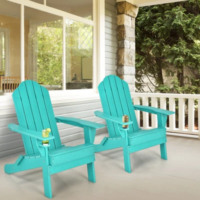 Tangkula 2PCS Folding Adirondack Chair Outdoor Adirondack Chair Weather Resistant Lounger For Backyard Porch Poolside Turquoise/Grey/White/Black 1 Tangkula 2PCS Folding Adirondack Chair Outdoor Adirondack Chair Weather Resistant Lounger For Backyard Porch Poolside Turquoise/Grey/White/Black