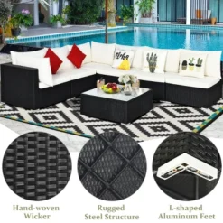 Costway 7PCS Patio Rattan Sofa Set Sectional Conversation Furniture Set Garden 17 Costway 7PCS Patio Rattan Sofa Set Sectional Conversation Furniture Set Garden -Outdoor Garden Store GUEST 67281825 25ed 42e7 bc45 edf38c2bc6c0