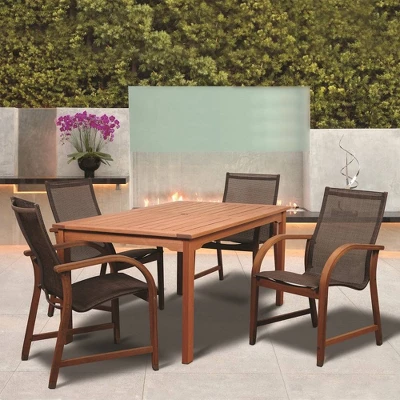 Bahamas 5pc Patio Eucalyptus Wood Dining Set - International Home Miami 4 Bahamas 5pc Patio Eucalyptus Wood Dining Set - International Home Miami - Image 4