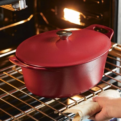 Rachael Ray Premium RUST-RESISTANT Cast Iron Dutch Oven 6.5qt Red 1 Rachael Ray Premium RUST-RESISTANT Cast Iron Dutch Oven 6.5qt Red