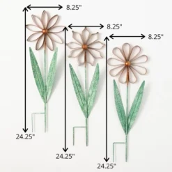 24.25"H Sullivans Color-Bursting Flower Stakes Set Of 3, Multicolored -Outdoor Garden Store GUEST 68116699 5c8f 4217 96ec 4b95f67d78af