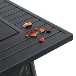 5pc Patio Dining Set With Square Steel Fire Pit With Faux Wood Tabletop & Rattan 360 Swivel Chairs - Captiva Designs -Outdoor Garden Store GUEST 68486452 ad09 4266 a37b a4b25e8cbc33