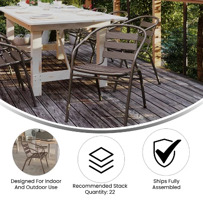 Emma And Oliver 23.5'' Square Aluminum Indoor-Outdoor Table Set With 2 Slat Back Chairs 6 Emma And Oliver 23.5'' Square Aluminum Indoor-Outdoor Table Set With 2 Slat Back Chairs - Image 6