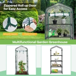 Costway White Mini Greenhouse W/ PVC Cover 4-Tier Portable Warm House 28'' X 19'' X 63'' -Outdoor Garden Store GUEST 6a4093a4 43ab 4dce 9294 4b4b0c469627