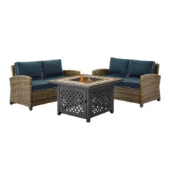 3pc Bradenton Outdoor Steel Fire Pit Set With 2 Loveseats Navy/Weathered Brown - Crosley 15 3pc Bradenton Outdoor Steel Fire Pit Set With 2 Loveseats Navy/Weathered Brown - Crosley -Outdoor Garden Store GUEST 6a8b178c 0213 4c9e 80f1 6ab433205e45