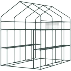 Outsunny 2-Tier Shelf Greenhouse With Door, Windows, PE Cover, Steel Frame For Outdoor Garden Plant & Plant Use, 84.25" X 56.25" X 76.75", Green -Outdoor Garden Store GUEST 6ace938b 74f9 48ea b898 df0d573f9493