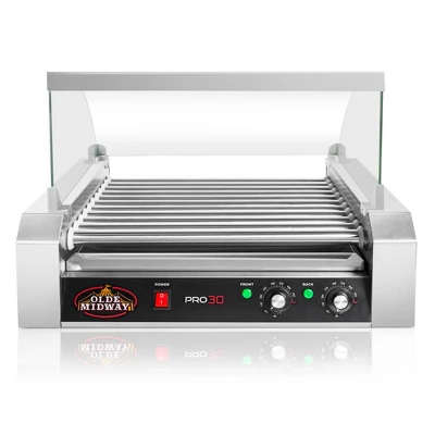 Olde Midway Electric Hot Dog Roller Grill Machine With Glass Cover, Commercial Grade 2 Olde Midway Electric Hot Dog Roller Grill Machine With Glass Cover, Commercial Grade - Image 2