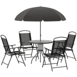 Outsunny 6 Piece Patio Dining Set For 4 With Umbrella, 4 Folding Dining Chairs & Round Glass Table For Garden, Backyard And Poolside 13 Outsunny 6 Piece Patio Dining Set For 4 With Umbrella, 4 Folding Dining Chairs & Round Glass Table For Garden, Backyard And Poolside -Outdoor Garden Store GUEST 6bcd56ee c089 415b 96a4 a192fd2ef1b5