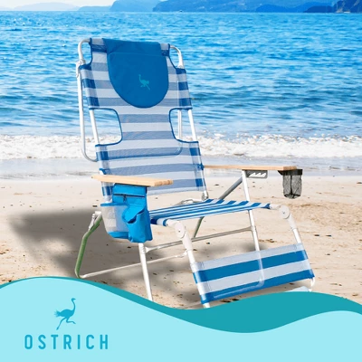 Ostrich 3-N-1 Altitude Outdoor Lounge Reclining Beach Lake 16-Inch Height Chair, Stripped Blue 4 Ostrich 3-N-1 Altitude Outdoor Lounge Reclining Beach Lake 16-Inch Height Chair, Stripped Blue - Image 4