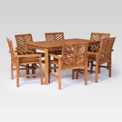 7pc Slatted Chevron Acacia Patio Dining Set - Saracina Home 11 7pc Slatted Chevron Acacia Patio Dining Set - Saracina Home - Image 11