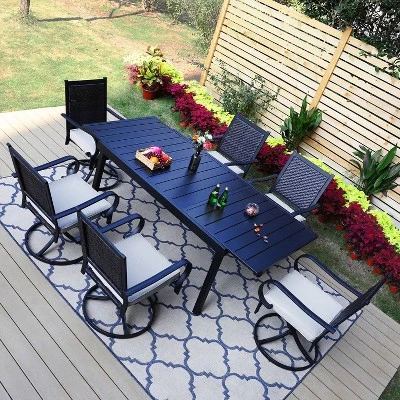 Outdoor Expandable Rectangle Steel Dining Table - Captiva Designs 7 Outdoor Expandable Rectangle Steel Dining Table - Captiva Designs - Image 7