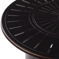 5pc Outdoor Set With 44" Round Aluminum Fire Table Set With 4 Swivel Rocking Chairs & Wind Blocker Lid - Oakland Living -Outdoor Garden Store GUEST 6d6c700a 7ea2 4658 9d62 928b859a2601 1