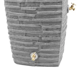 Good Ideas Impressions Riverwalk 50-Gallon Faux Slate Surface Dual Spigot Locations Rain Barrel W/2 Brass Spigots & Screen, Dark Granite -Outdoor Garden Store GUEST 6dafe9a8 de5c 4ec9 a54d d0f1174e6485