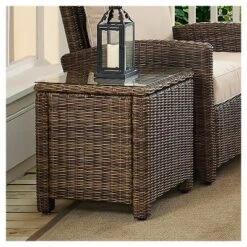 Bradenton Outdoor Wicker Glass Top Side Table - Crosley -Outdoor Garden Store GUEST 6e66aa4b a3a3 45b6 8dc2 2f026bd470fe