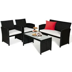 Costway 4PCS Patio Rattan Wicker Furniture Conversation Set Cushioned Sofa Table 10 Costway 4PCS Patio Rattan Wicker Furniture Conversation Set Cushioned Sofa Table -Outdoor Garden Store GUEST 6eb78efe fa1c 44d3 a7f1 3ce79608abab