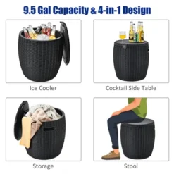 Costway 9.5 Gallon 4-in-1 Patio Rattan Cool Bar Cocktail Table Side Table BrownBlack 16 Costway 9.5 Gallon 4-in-1 Patio Rattan Cool Bar Cocktail Table Side Table BrownBlack -Outdoor Garden Store GUEST 6f119d03 efab 4c75 855a dc7802321ca4