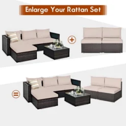 Costway 2PCS Patio Rattan Armless Sofa Sectional Conversation Furniture Set W/Cushion -Outdoor Garden Store GUEST 6f9f7d12 35af 4a50 a94d f498e30ed8b2