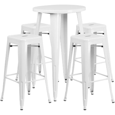 Merrick Lane Patio Set With Table And Backless Stools - Powder Coated Metal Frames For Indoor And Outdoor Use 9 Merrick Lane Patio Set With Table And Backless Stools - Powder Coated Metal Frames For Indoor And Outdoor Use - Image 9