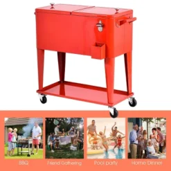 Costway 80-quart Cooler Beer Cart Outdoor Entertaining Rolling Party Steel Bar Bistro -Outdoor Garden Store GUEST 709ffc5d b85b 4638 838f 05ee0eb3f3f3
