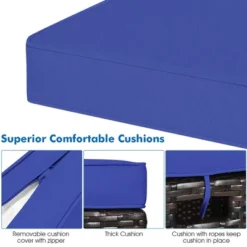 Costway 2PCS Patio Rattan Ottoman Cushioned Seat Foot Rest Coffee Table Furniture Garden Navy -Outdoor Garden Store GUEST 70ac561b d8b3 4691 ba85 f21f1fca9da2