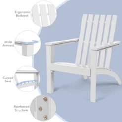 Costway 2PCS Patio Adirondack Chair Side Table Set Solid Wood Garden Deck White -Outdoor Garden Store GUEST 716c1997 4797 40de a303 867ffd150fa9