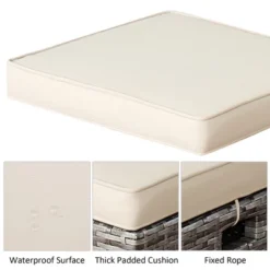 Costway 2PCS Patio Rattan Cushioned Ottoman Seat Foot Rest Table -Outdoor Garden Store GUEST 7345cab2 f155 477c 8946 f96b5cfc489e