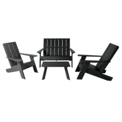 Italica 4pc Outdoor Set With Modern Adirondack Chairs, Double Wide Adirondack Chairs & Table - Highwood -Outdoor Garden Store GUEST 744d2d48 c4c0 4886 b5aa f89fcfa52480
