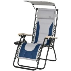 Outsunny Zero Gravity Folding Reclining Chair, Outdoor Steel Lounger Chair With Padded Fabric, Cup Holder, Shade Cover, And Headrest For Poolside, Events, And Camping -Outdoor Garden Store GUEST 74e3dbfa ea2b 49dc a73b be415b633bf5
