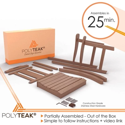 PolyTEAK Porch Rockers Collection Poly Lumber Wood Alternative All Weather Modern Outdoor Rocking Chair For Patios, Porches, And Pool Side, Brown 2 PolyTEAK Porch Rockers Collection Poly Lumber Wood Alternative All Weather Modern Outdoor Rocking Chair For Patios, Porches, And Pool Side, Brown - Image 2