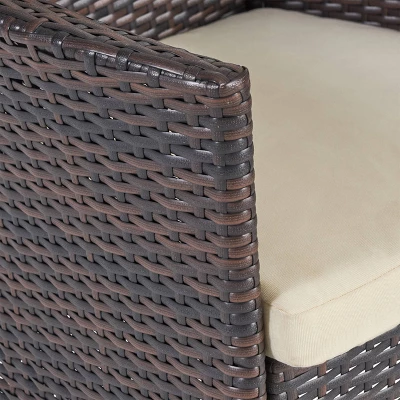 Flamingo 9pc Wood And Wicker Dining Set Dark Brown/Multibrown/Beige - Christopher Knight Home 3 Flamingo 9pc Wood And Wicker Dining Set Dark Brown/Multibrown/Beige - Christopher Knight Home - Image 3