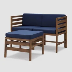 3pc Modular Acacia Wood Patio Chat Set With Cushions - Saracina Home -Outdoor Garden Store GUEST 75715dfc 345c 4dac 84f9 12b8f90851ce