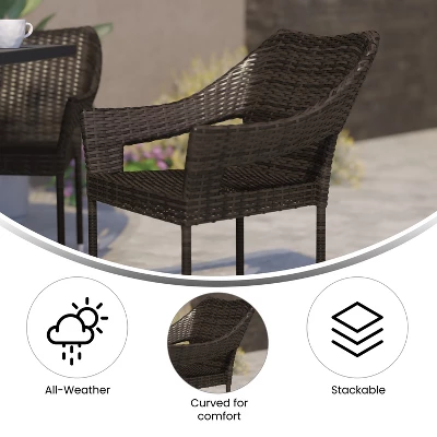 Merrick Lane Weather Resistant Indoor/Outdoor Stacking Patio Dining Chair With Steel Frame And PE Rattan 5 Merrick Lane Weather Resistant Indoor/Outdoor Stacking Patio Dining Chair With Steel Frame And PE Rattan - Image 5