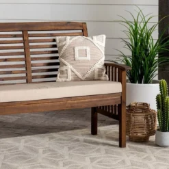 Ravenscroft Modern Boho Acacia Wood Slatted Outdoor Loveseat With Cushion - Saracina Home 28 Ravenscroft Modern Boho Acacia Wood Slatted Outdoor Loveseat With Cushion - Saracina Home -Outdoor Garden Store GUEST 762dd77f e412 406a b274 83d025f6813d